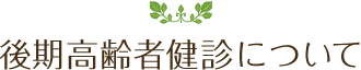 後期高齢者健診について